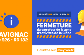 Info Travaux : création d'un carrefour giratoire à Savignac (RD926 /RD132)