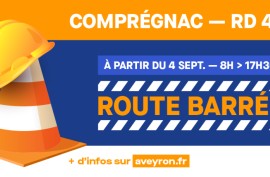 Infos travaux : aménagement et rectification de la RD41 sur la commune de Compregnac